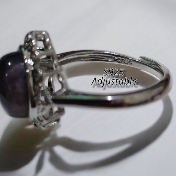 Charoite ✦ Vintage Adjustable Ring ✦ Purple Gemstone S925 Silver Ritual NWT - Picture 6 of 11